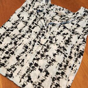 Roz & Ali Black &‎ White Blouse Capped Sleeves Size 3X